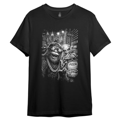 Late Night Slice – Funny Sasquatch Alien Pizza