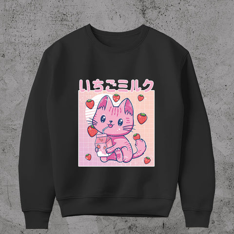 Vaporwave Strawberry Cat - Sweatshirt