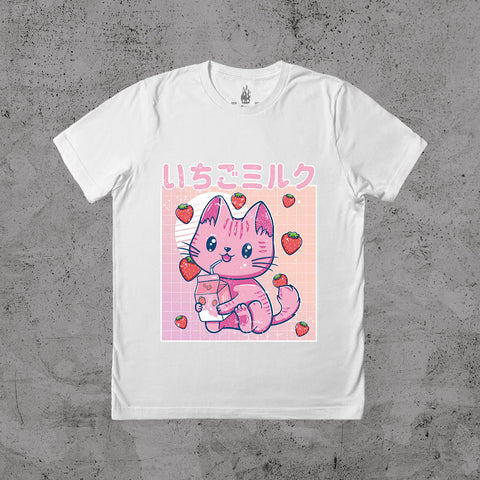 Vaporwave Strawberry Cat - T-shirt